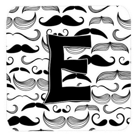 Letter E Moustache Initial Foam Coasters- Set Of 4
